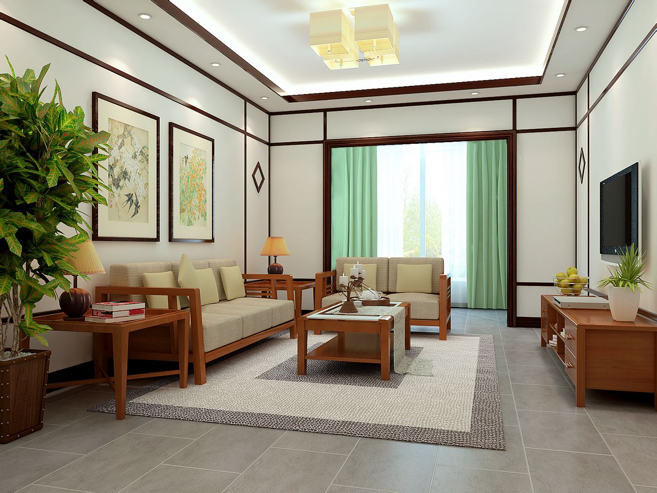 新中式家具墙面色彩搭配	