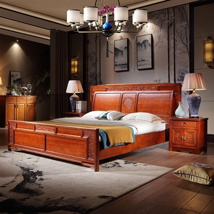 中式实木家具大床	