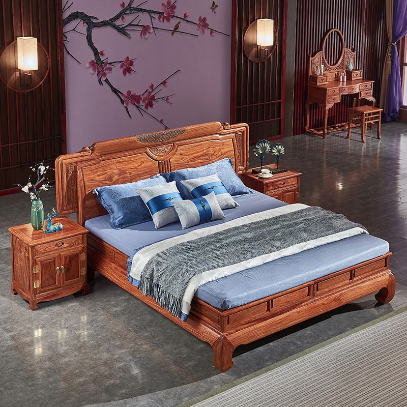 中式实木家具大床	